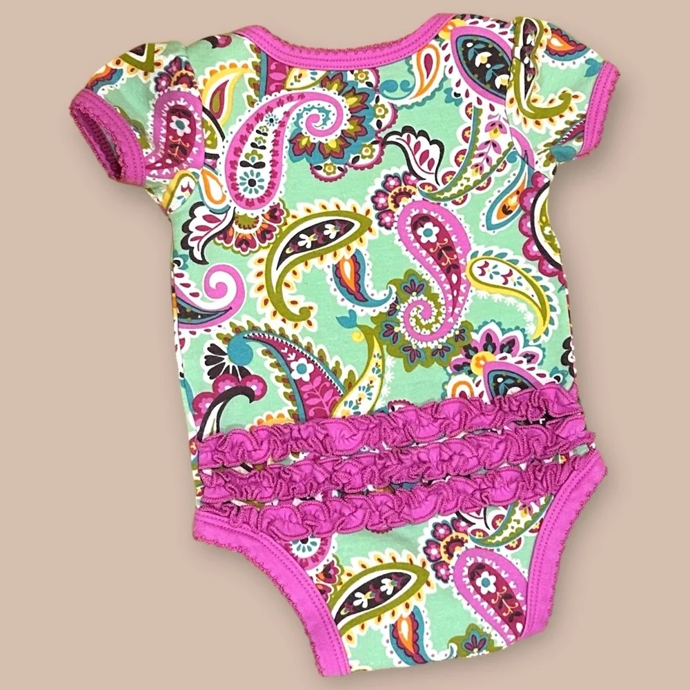 Vera Bradley‎ Baby Girl Bodysuit Tutti Frutti EUC Paisley Print One Piece 0-3 m